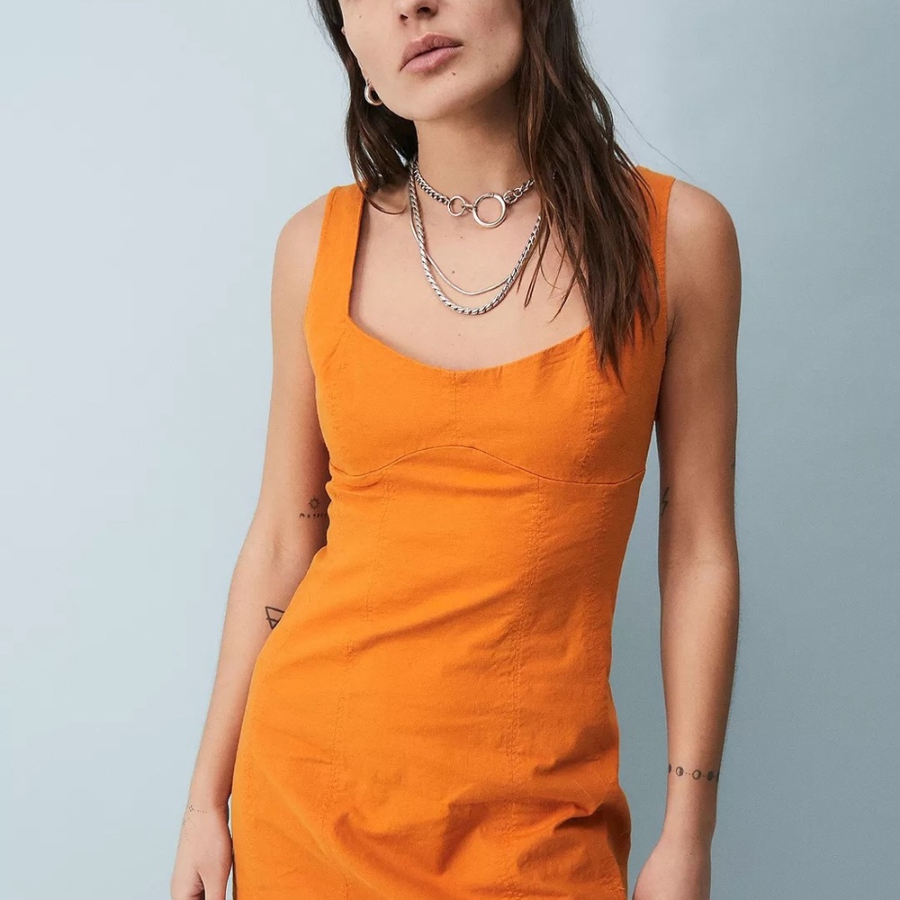 Urban Outfitters Orange Margarita Linen Blend Mini Dress M
